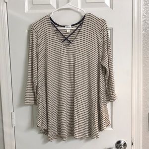 Navy and cream striped tunic